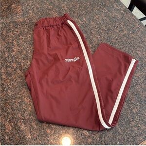 YoungLA Men's Burgundy Joggers with White Accents